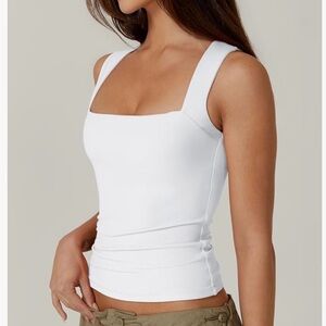 White & Black Square Neck Tank Medium